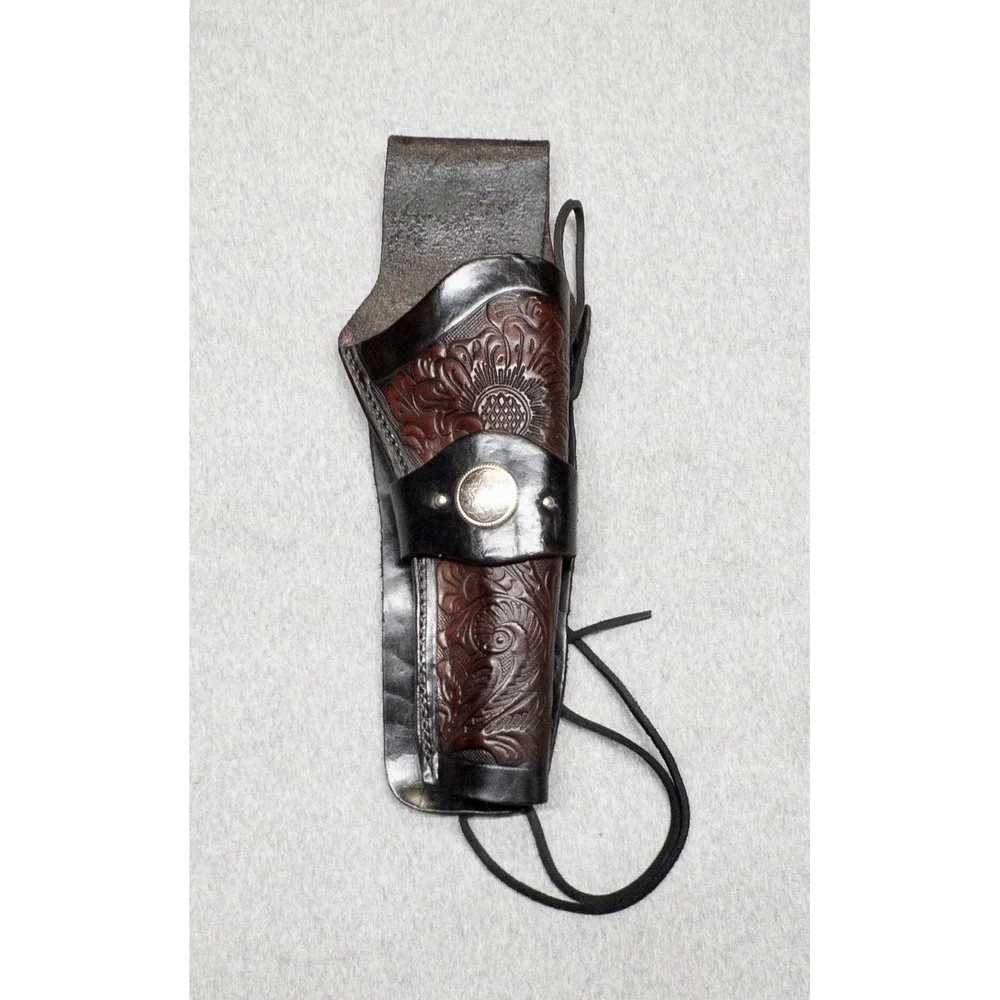 Unbranded Western‎ Drop Hand Tooled Leather Holster Floral Cowboy Saddle Strap